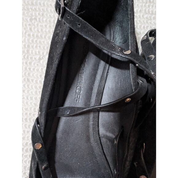 Rebecca Minkoff Black Faye Suede Studded Ankle Flats - Picture 2 of 4